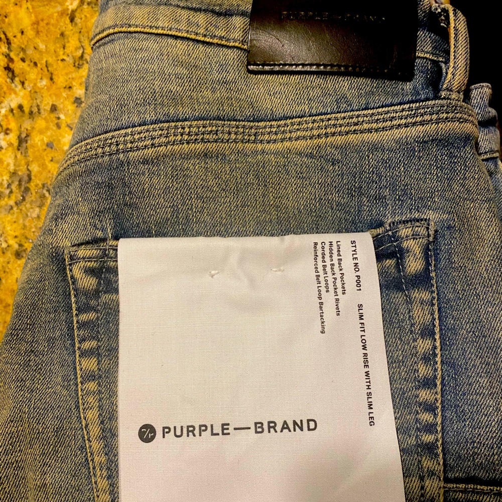 Purple Brand Mid Indigo Tan Repair Jeans